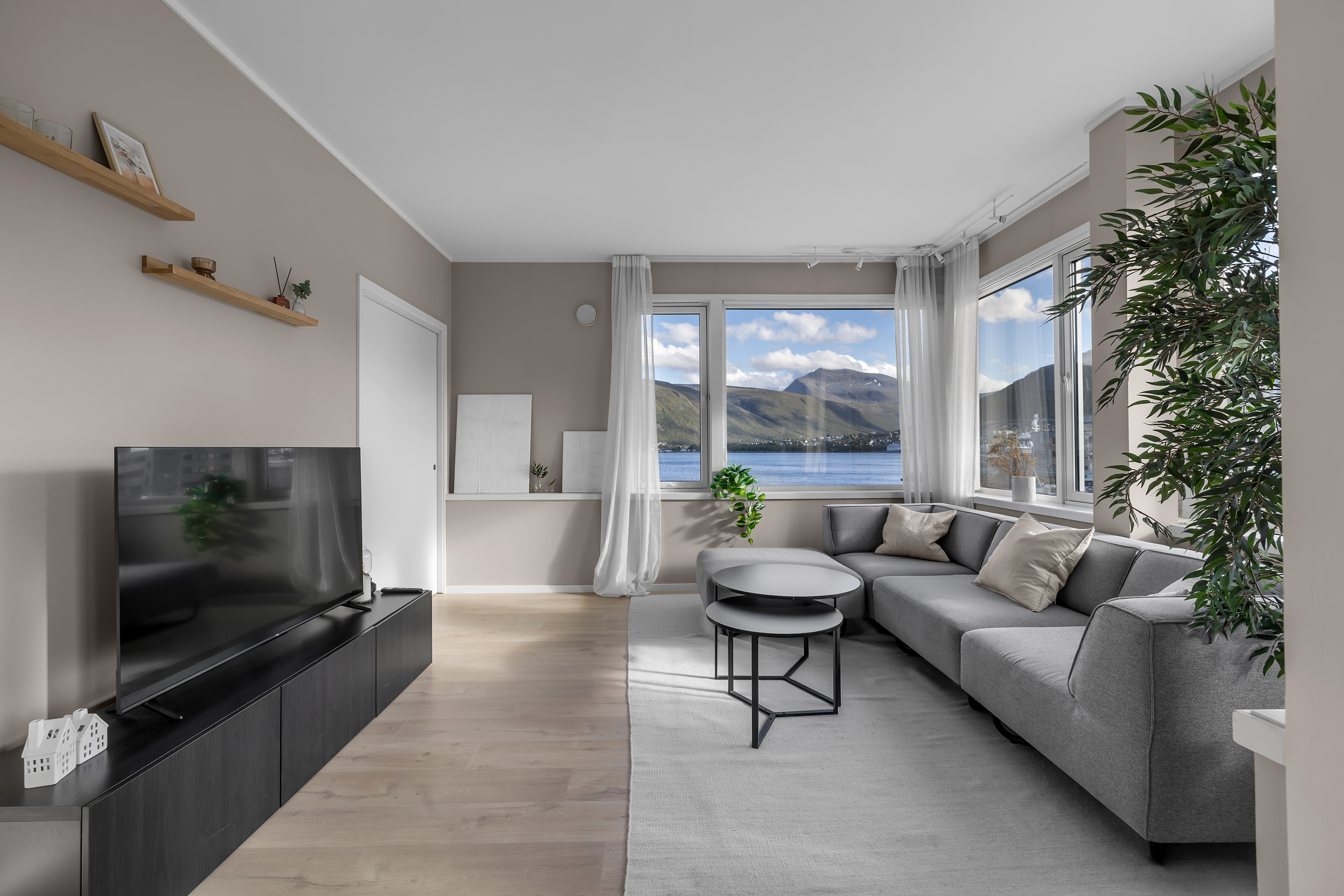 Cozy Nordic interior with modern furnishings and natural light