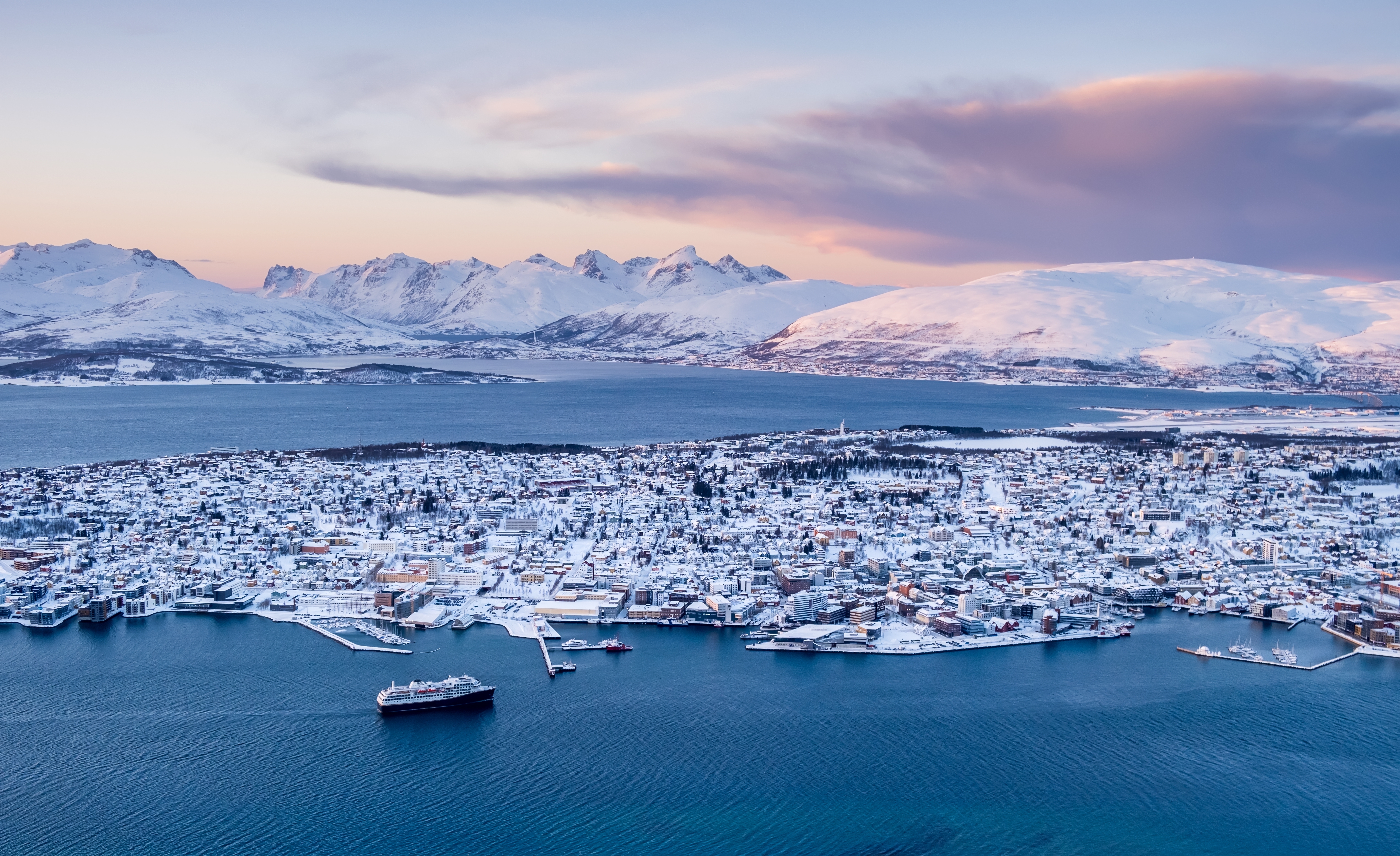 Luxury Nordic hotel room with modern amenities and city view